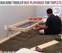 Building toddler bed-playhouse for triplets