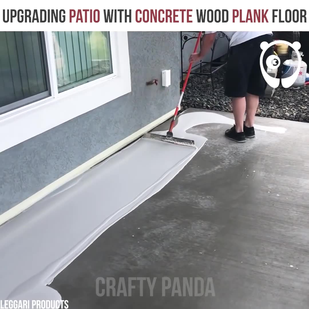 Upgrading patio with concrete wood plank floor